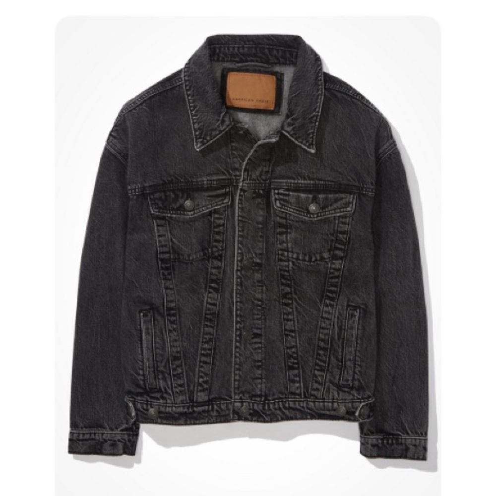 American Eagle Outfitters Black Denim Jacket Womens L